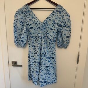 Ganni Floral V-Neck Trapeze Dress